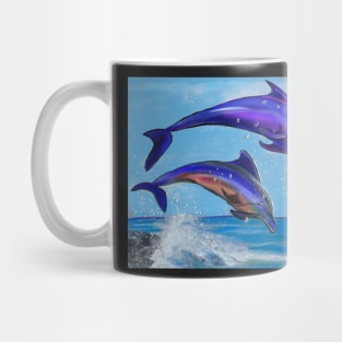 Cute dolphins diving into the ocean Mug